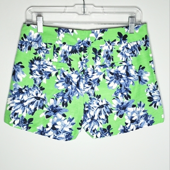 J. Crew Factory Side Zip Green Blue Floral Pleated Dressy Shorts Linen Cotton 2 - Picture 3 of 6